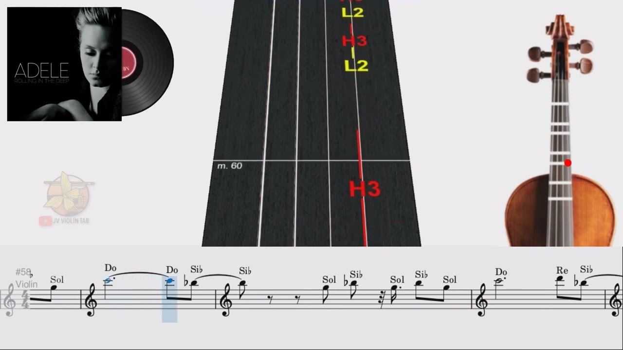 🎻𝄞 Rolling in the Deep 🎶 Adele | Violín 🎻 Play Along | TUTORIAL | TABLATURA