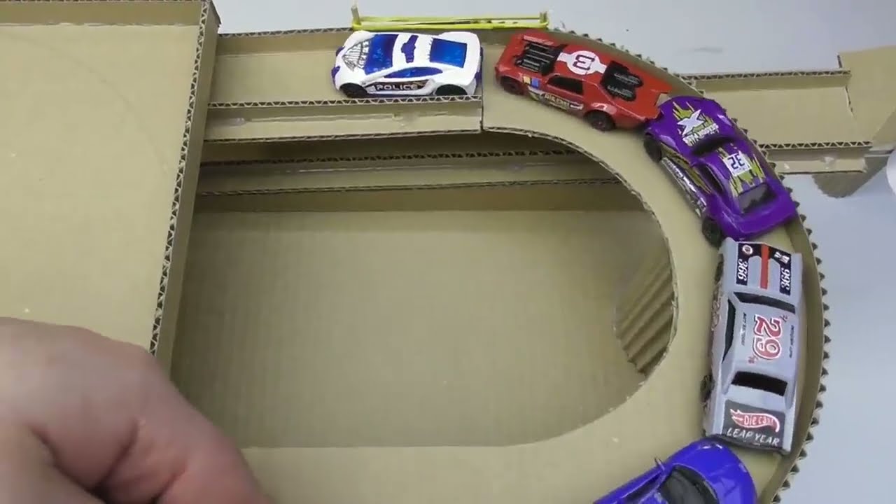 How to Make Cardboard  track Hot Wheels Toy Car Garage for Hot Wheels