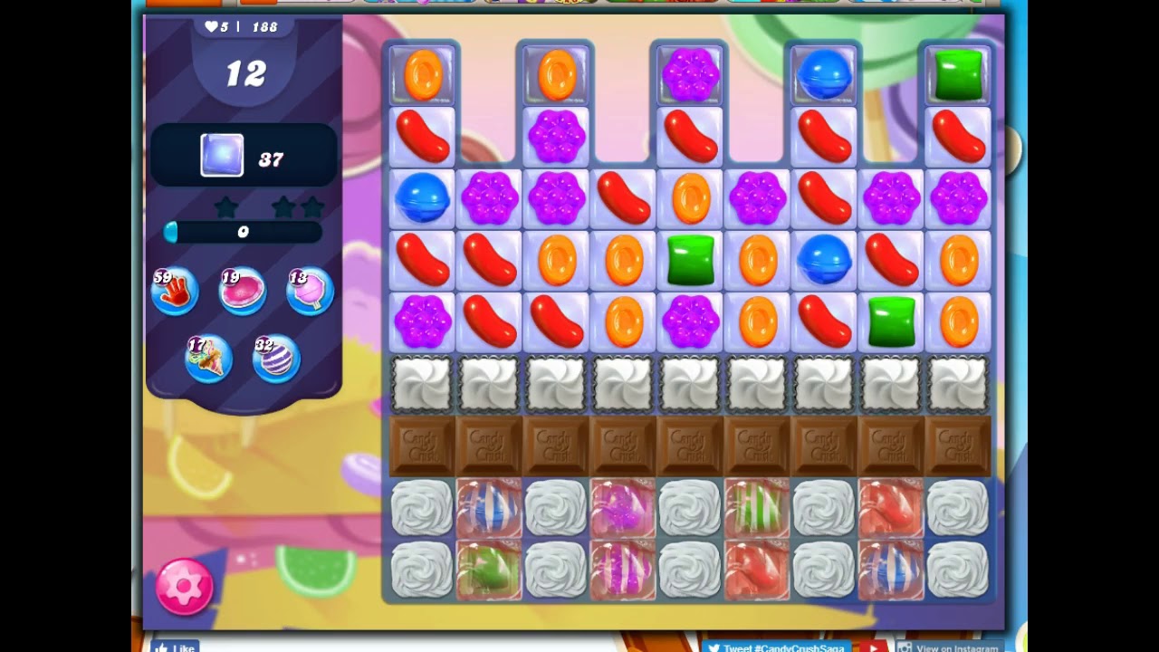 Candy Crush Level 188 Talkthrough, 12 Moves 0 Boosters