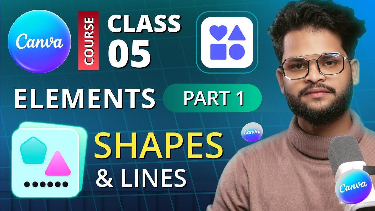 Class 05: How to use Shapes in Canva | Explain Lines in Canva | Canva Design Tutorial