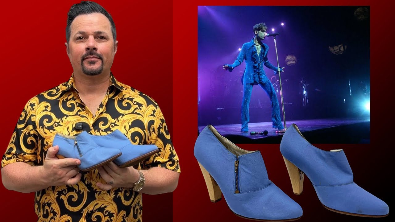 Prince Personally Owned & Worn Blue Andre #1 Custom Made High Heeled Boots with GREAT Provenance!