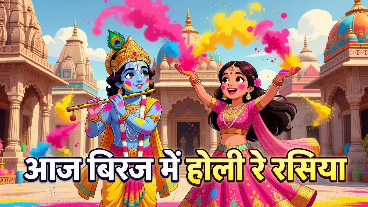 Aaj Braj Mai Holi Re Rasiya | Krishna Bhajan | आज ब्रज में होली रे रसिया | Holi song | hindi rhymes