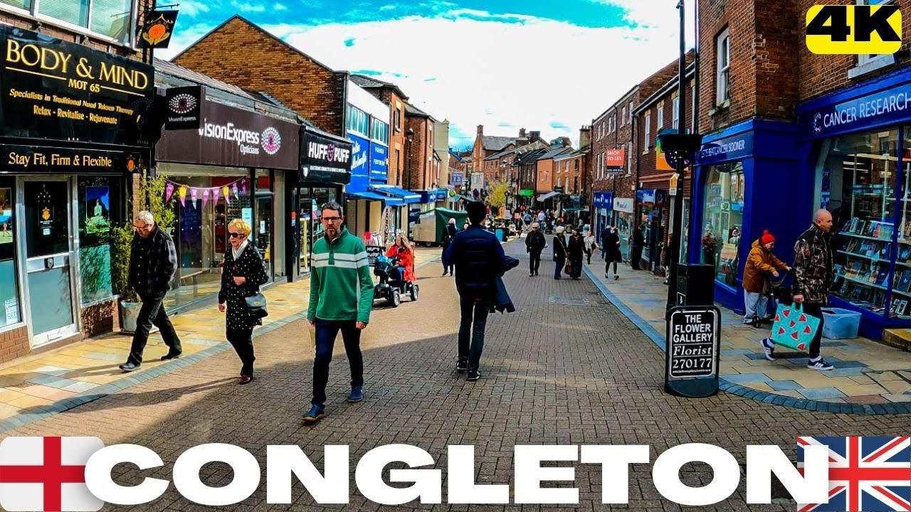 Walk in CONGLETON Cheshire ENGLAND | Town Centre
