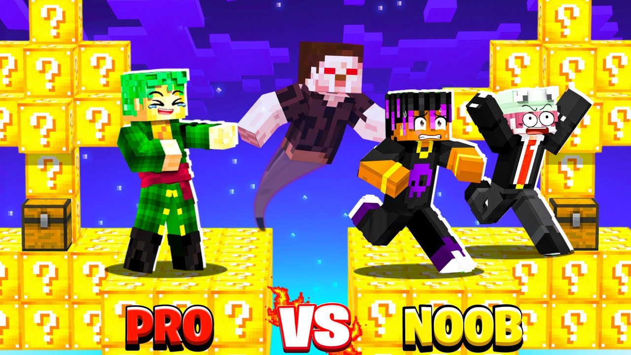 NOOB Vs PRO SKYBLOCK Luckyblock Challenge with LILYVILLE Member🤯