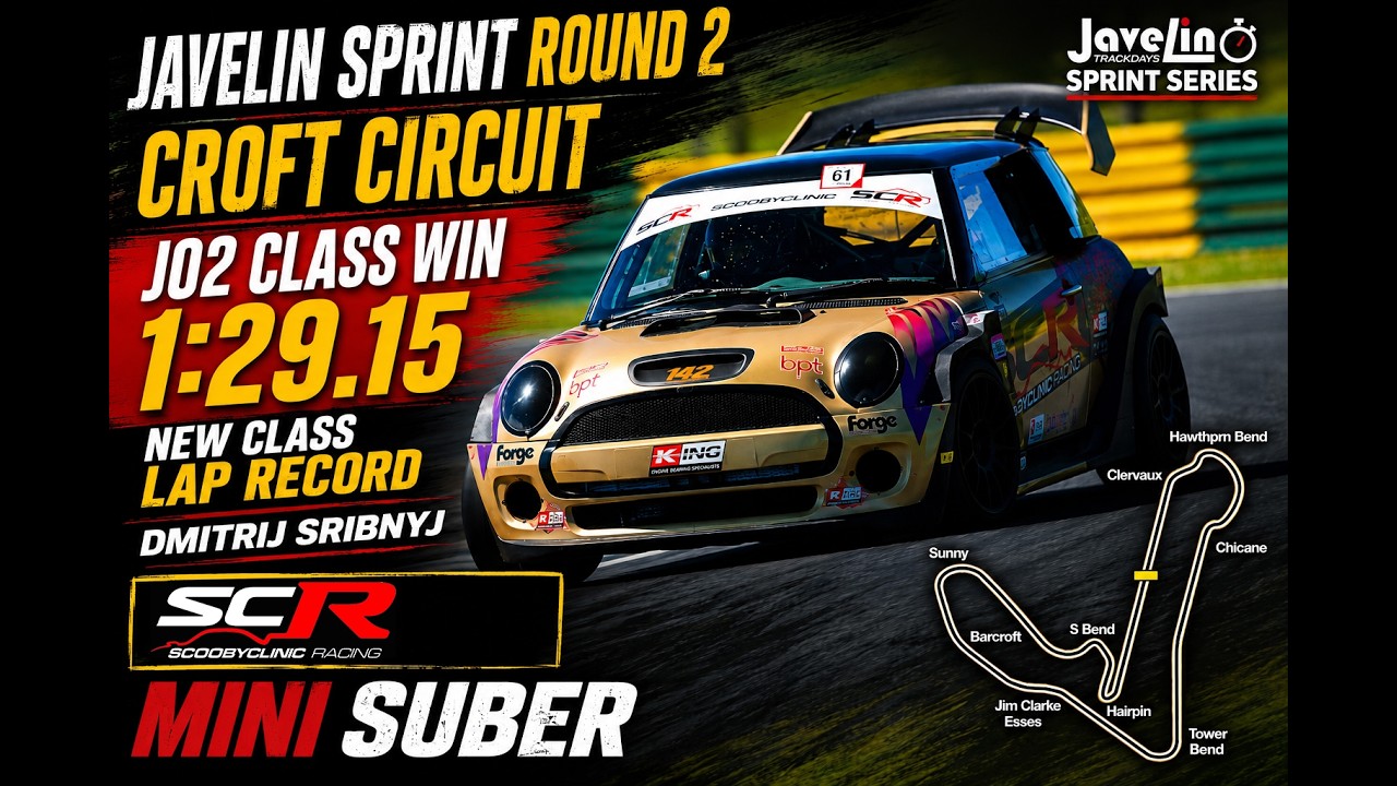 SCR MINISUBER SETS J02 CLASS LAP RECORD AT CROFT RD2 JAVELIN SPRINT / DMITRIJ SRIBNYJ 2026