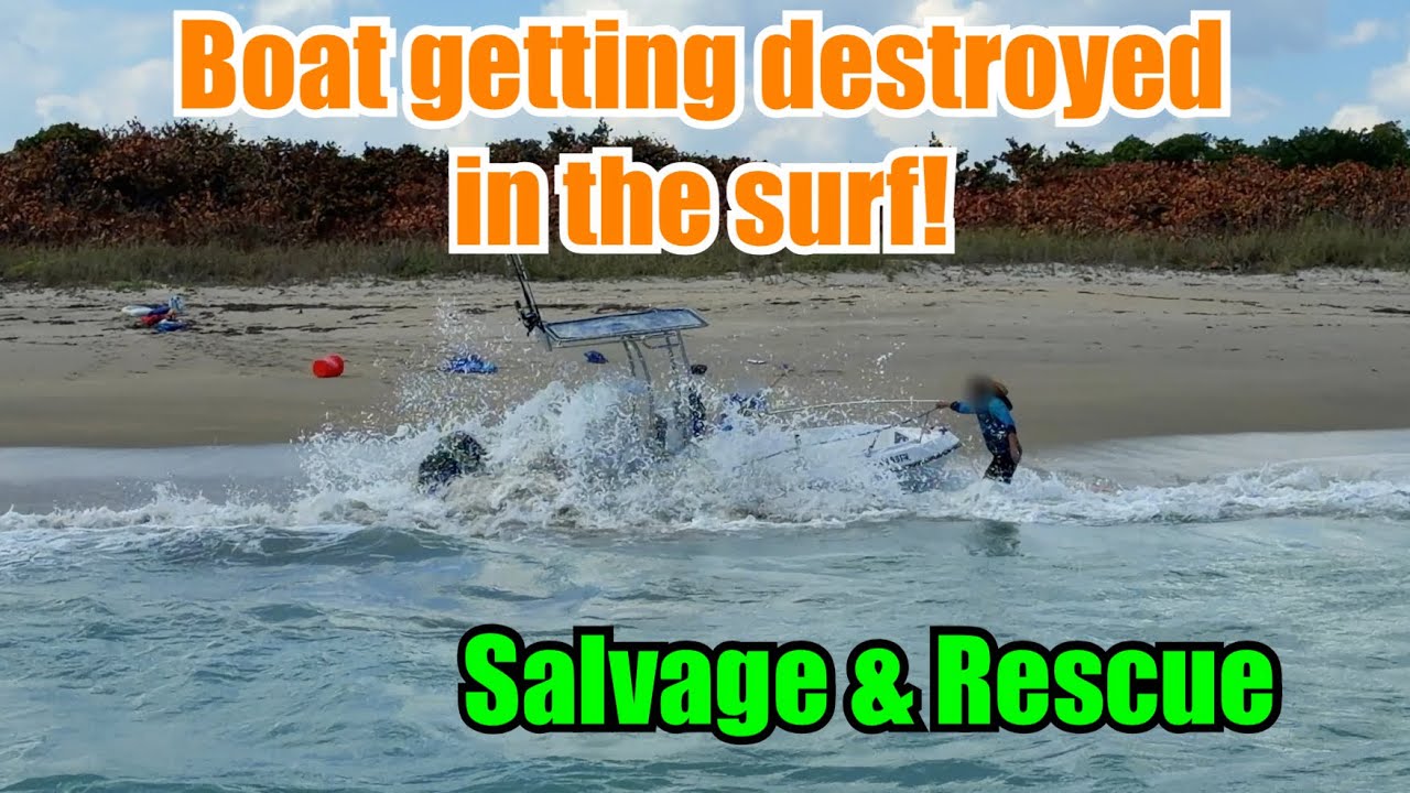 Boat Getting Destroyed On The Beach! Salvage and Recovery In The Nick of Time #salvage #boats