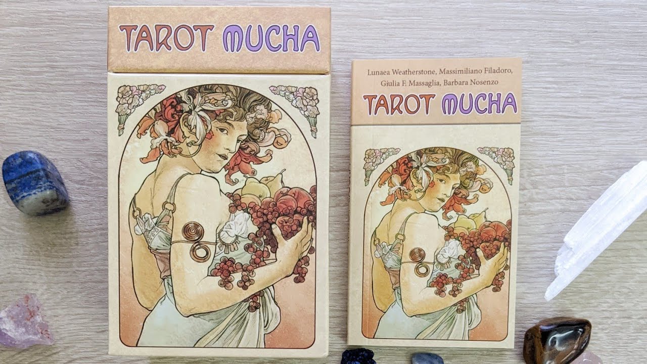 Tarot Mucha Deck Flip Through - Mucha Tarot  Card Flip Through - 4K video
