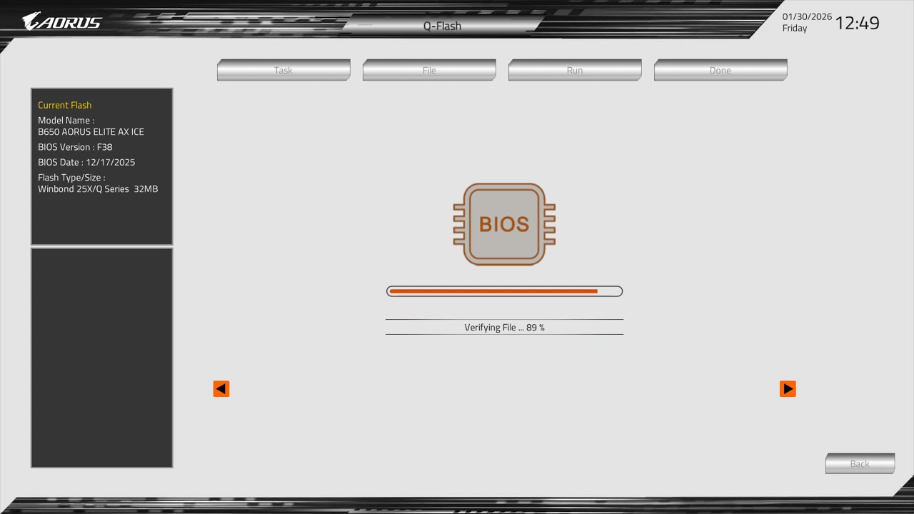 GIGABYTE B650 AORUS ELITE AX ICE Q-Flash How To BIOS Update F38 to F39