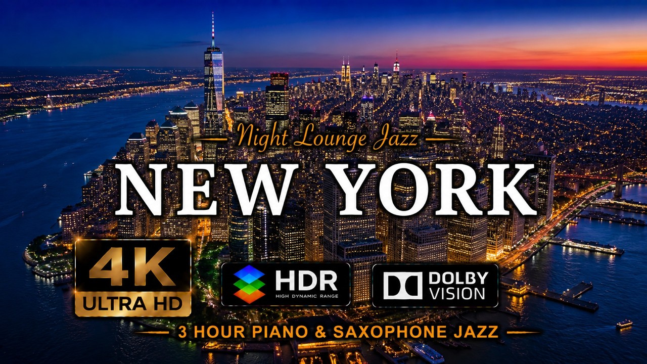 [4K] NEW YORK 2025 🇺🇸 3 Hour Drone Aerial Jazz Relaxation Film | NYC Manhattan USA United States