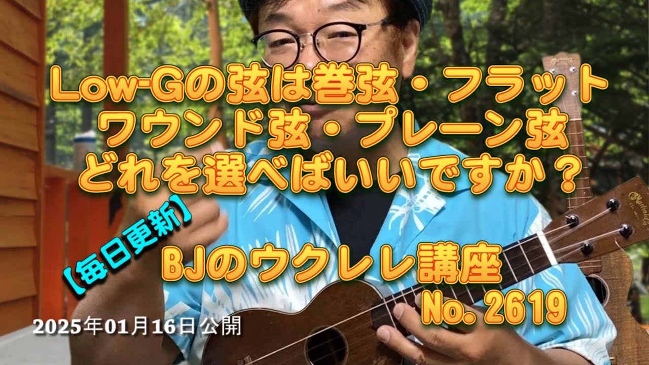 Low-Gの弦は巻弦・フラットワウンド弦・プレーン弦どれを選べばいいですか？ ／ 【毎日更新】 BJのウクレレ講座 No.2619【2025年01月16日公開】