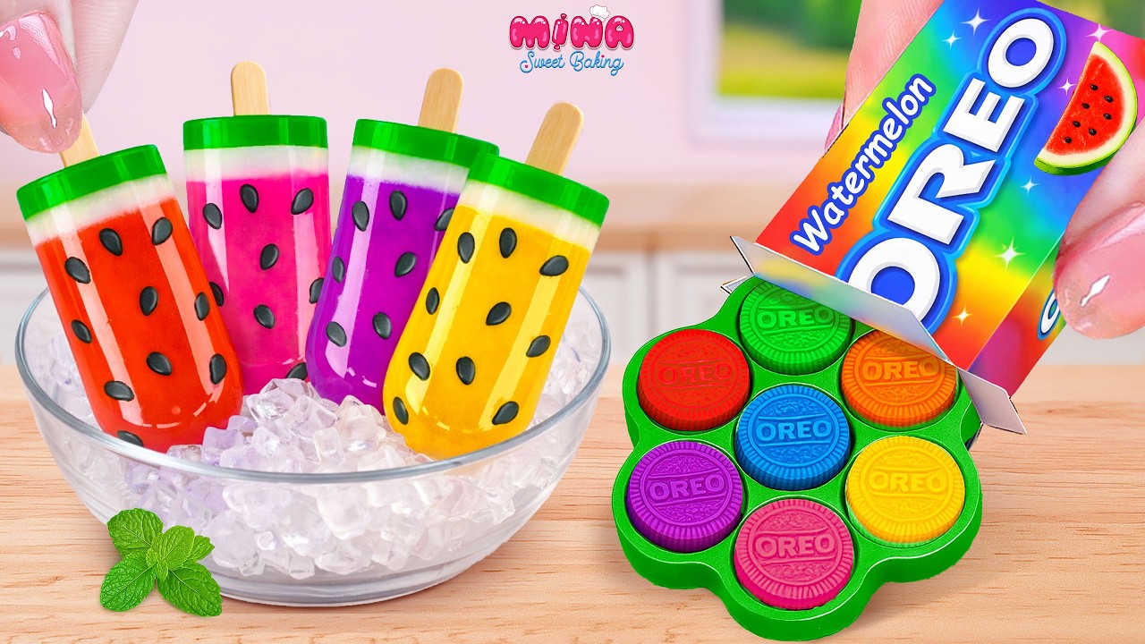 🍉Watermelon Ice Cream vs Oreo Cake🍉Delicious Miniature Watermelon Chocolate Cake | Mina Sweet Baking