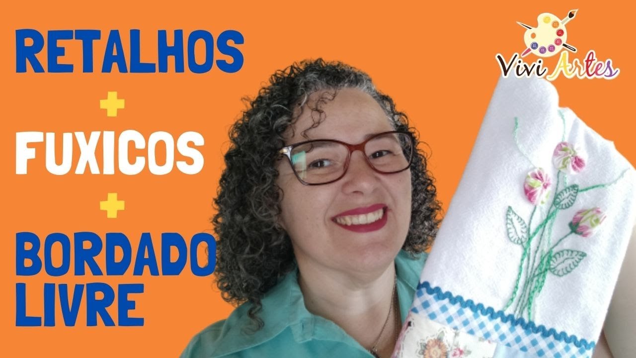 Pano de prato com BARRADO DE RETALHOS passo a passo | FUXICO | #bordadosamaoparainiciantes