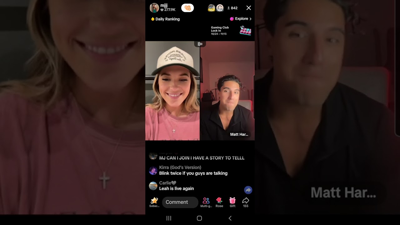 Pt 2 of 2 BB26 MJ some of her tiktok live with Matt & Leah 28/10/24. #bb26 #bbus #irl