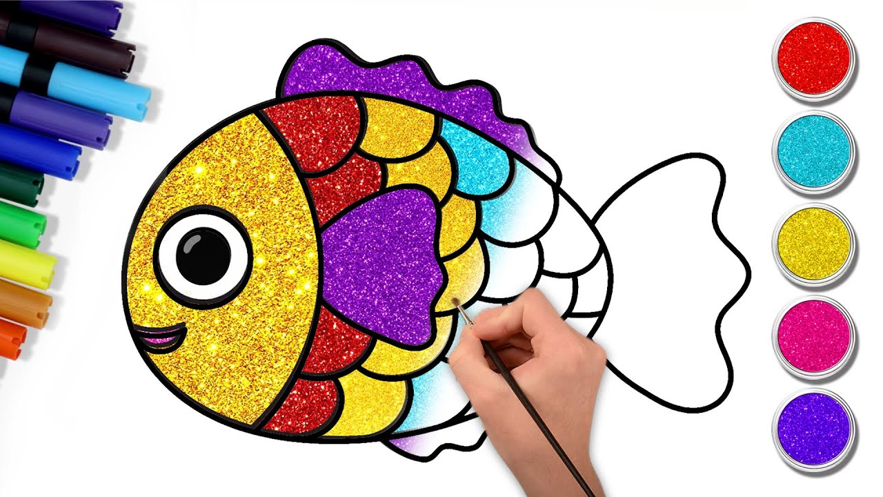 How To Draw A Fish🐟| चमकदार मछली | Step By Step Drawing | Glitter Drawing | Chiki Art Hindi