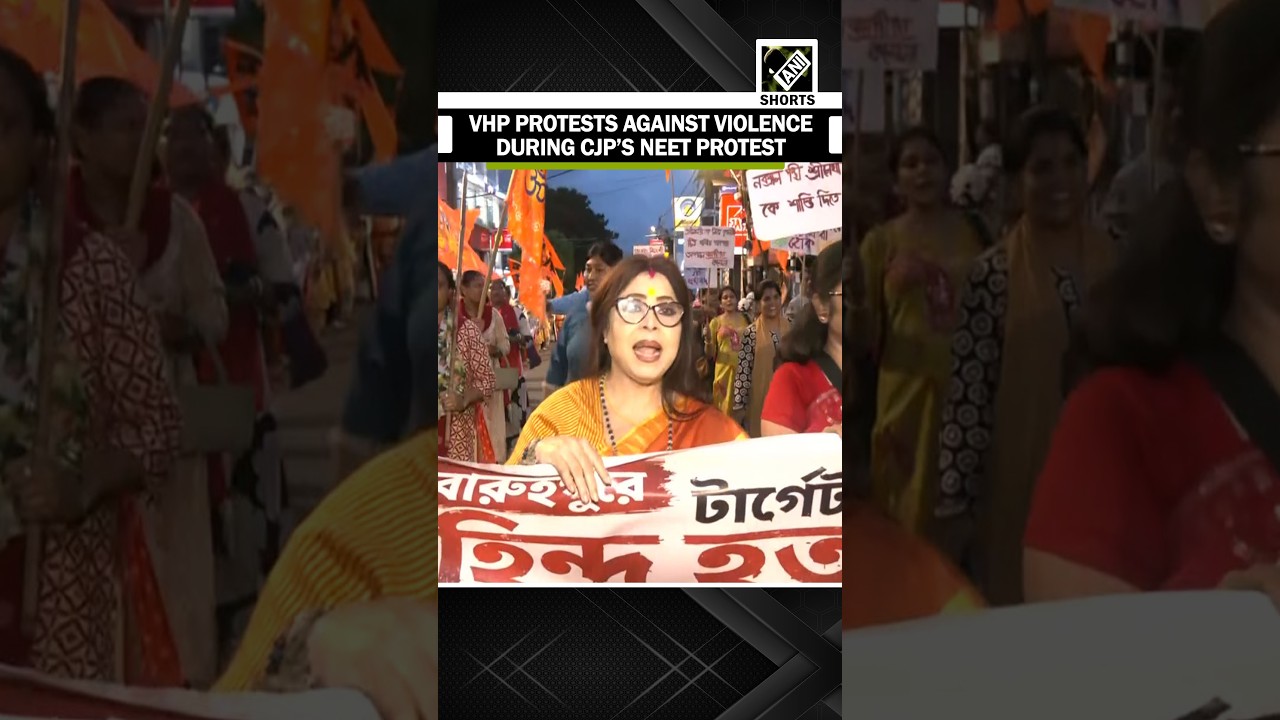 VHP holds protest rally in Kolkata against violence during NEET protest led by CJP