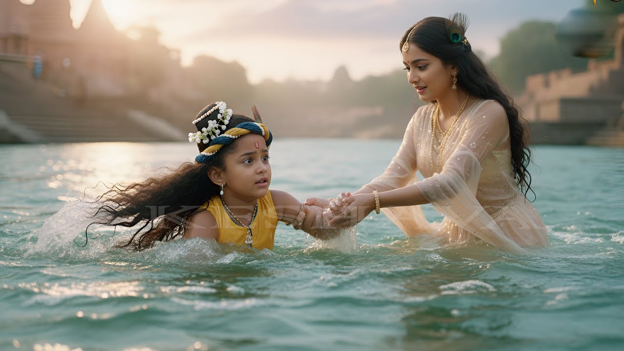 कान्हा को डूबता देख, गंगा मैया ने बचाई कान्हा की जान   Yashomati Maiya Ke Nandlala
