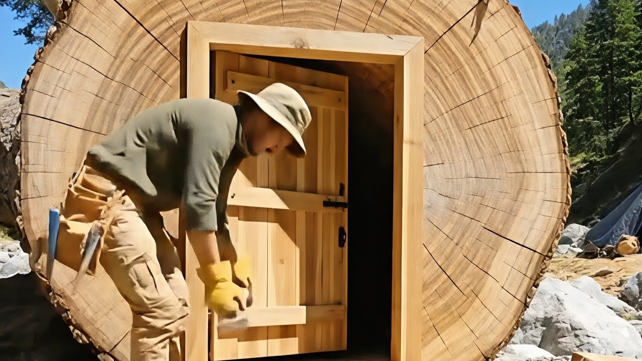 Building a house in the forest (ASMR) - This guy built a modern mini basement house all by himself 3