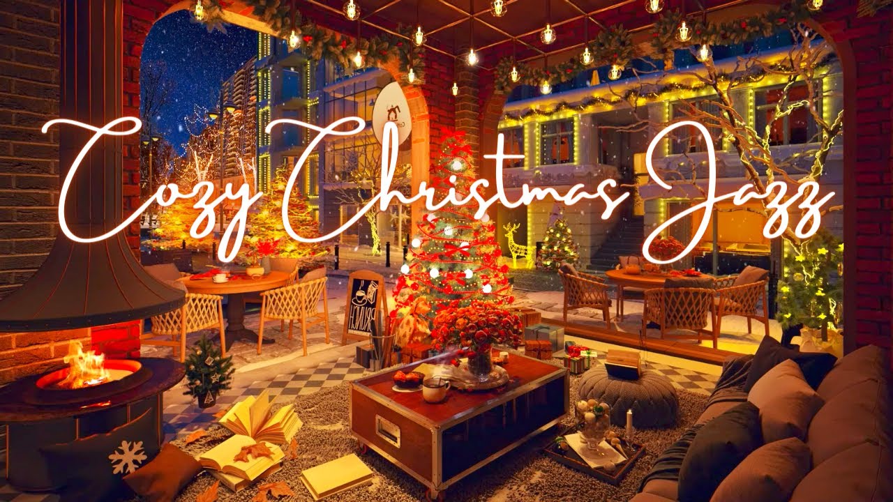 🎄 Instrumental Christmas Jazz Music with Crackling Fireplace - Cozy Winter Christmas Ambience