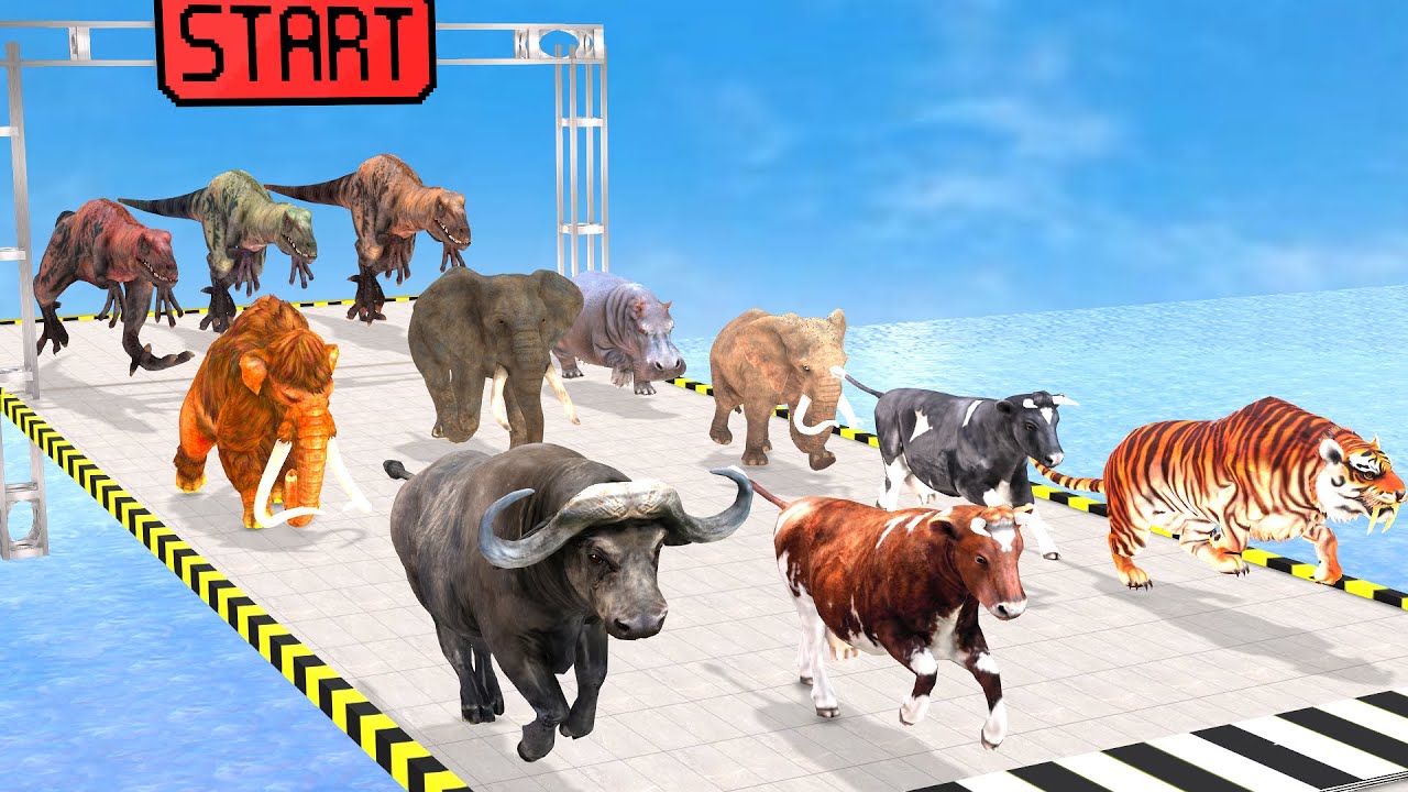 Mammoth Elephant Vs T Rex Dinosaur Ultimate Race 30 Wild Animals Speed Challenge