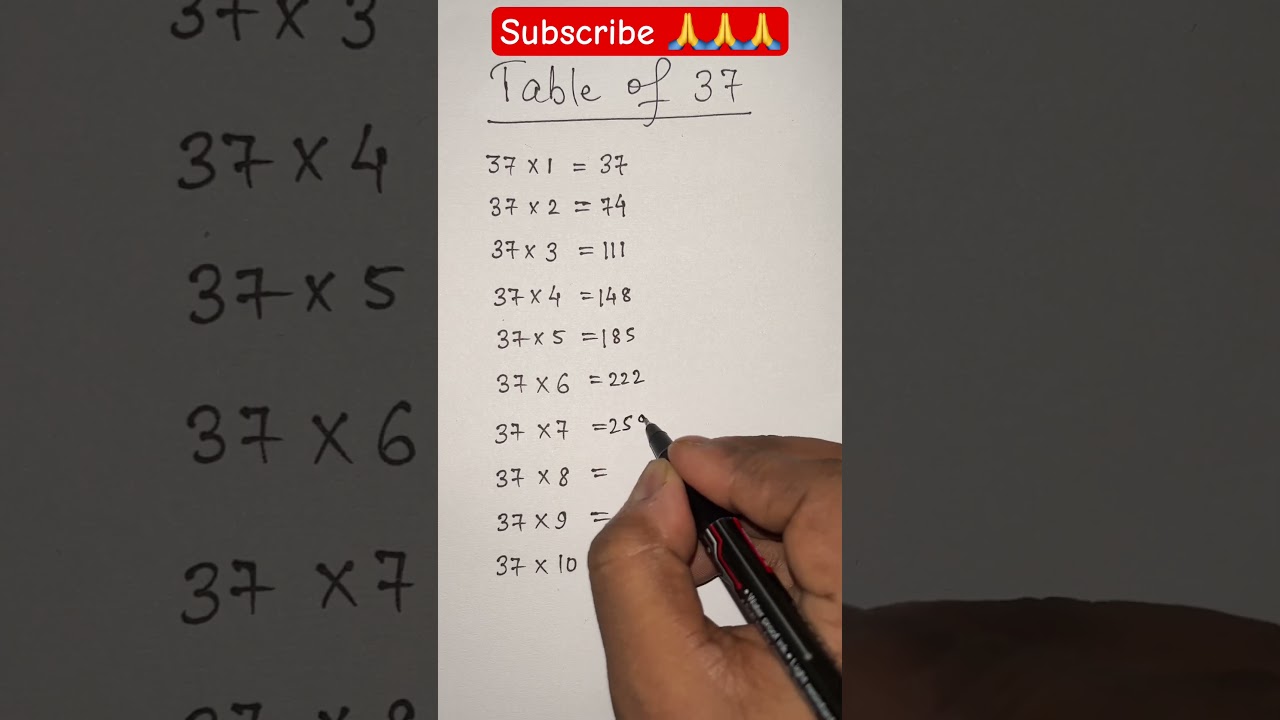 Table of 37 l 37 ka table l 37 table trick #maths #trending #youtubeshorts #viral #shorts