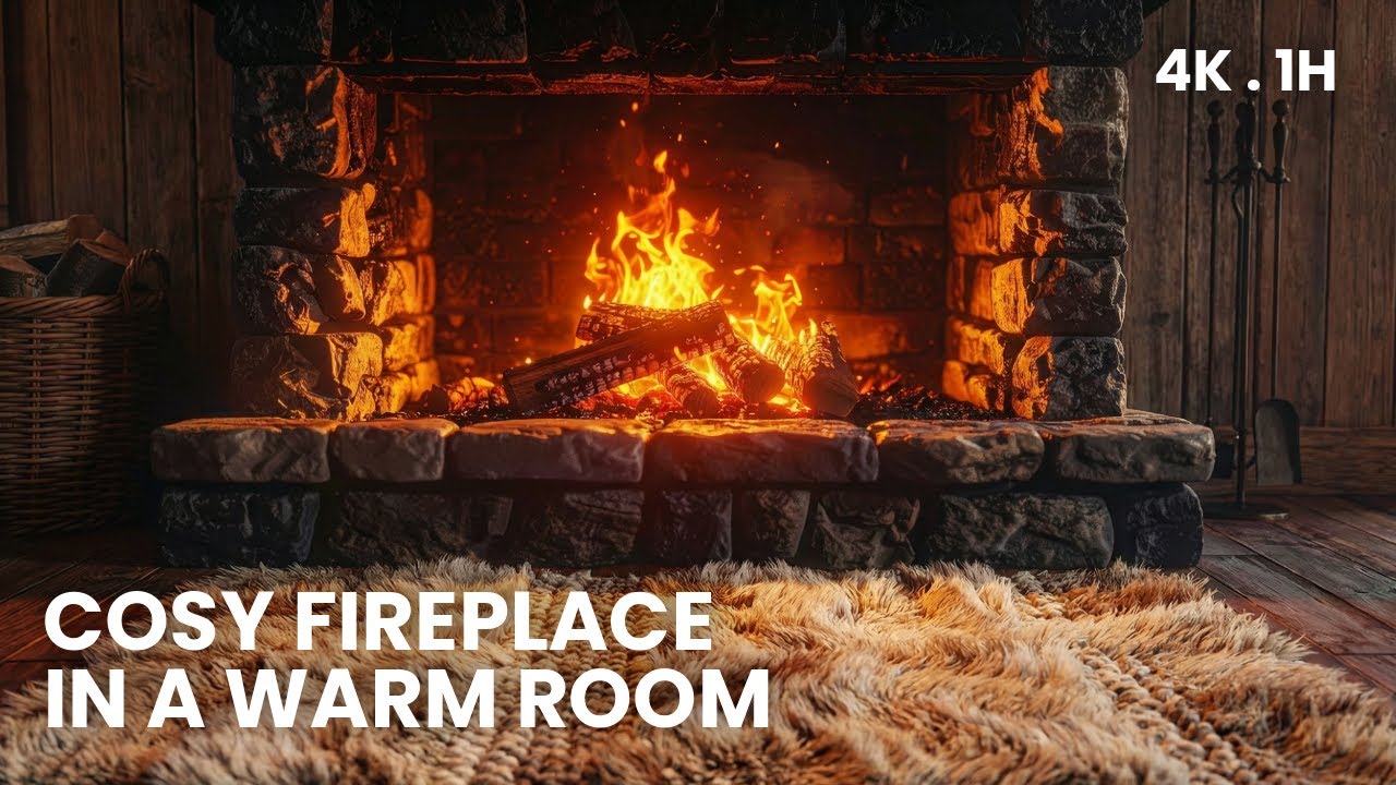 Cosy Fireplace in a Warm Room | Crackling Fire Ambience for Relaxation (4K • 1H)