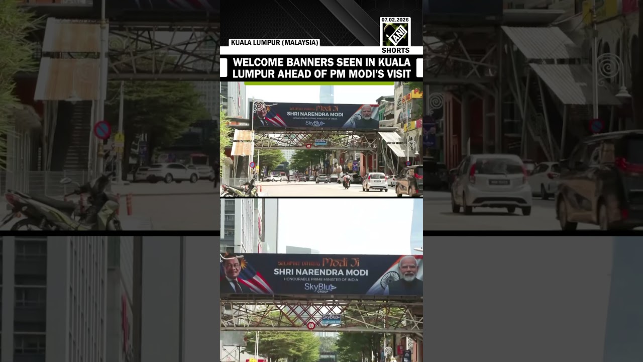 Flex boards welcoming PM Narendra Modi put up in Kuala Lumpur, Malaysia ahead of his visit