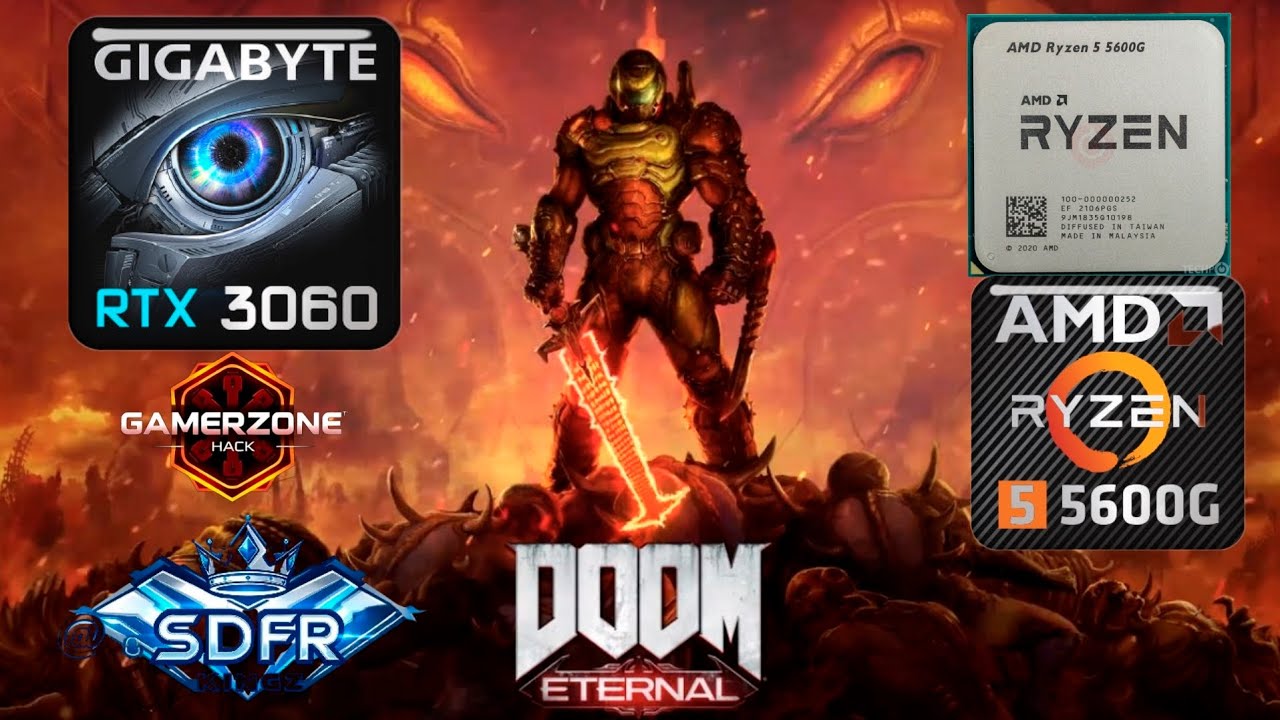 Doom Eternal Gigabyte RTX 3060 12GB with AMD Ryzan 5 5600G