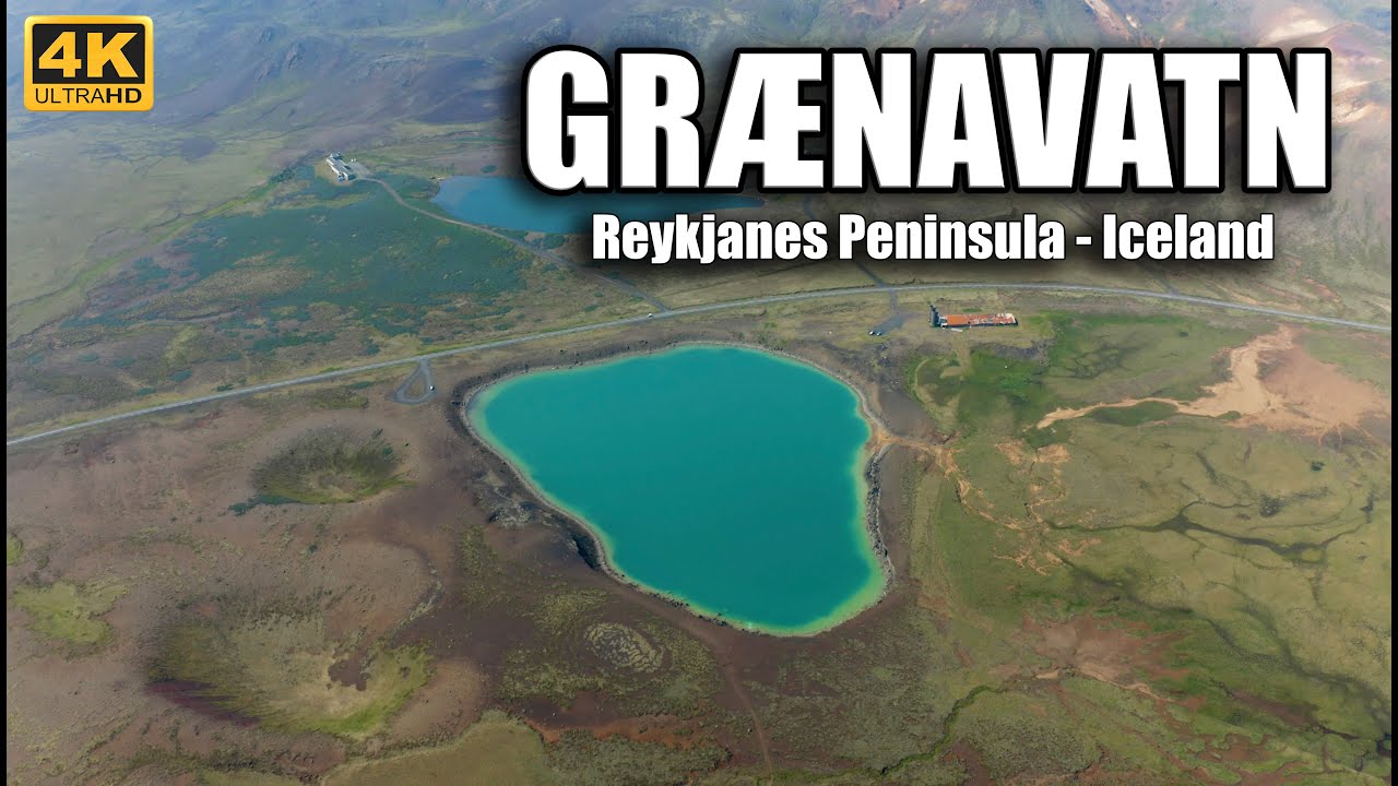 Grænavatn Crater Lake - Reykjanes Peninsula | 4K Drone Footage