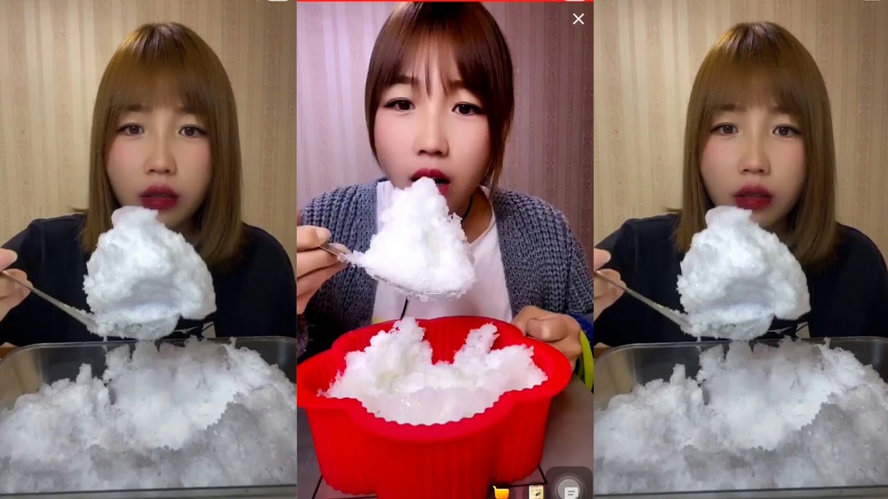 ASMR WHITE SHAVED ICE #asmr #asmreating #kwai #crunchyasmr #ice #iceeating #whiteice #asmrice