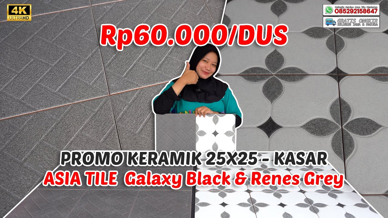 PROMO KERAMIK KASAR ASIA GALAXY BLACK & RENES GREY - 25X25 | AMAN UNTUK AREA LANTAI BASAH