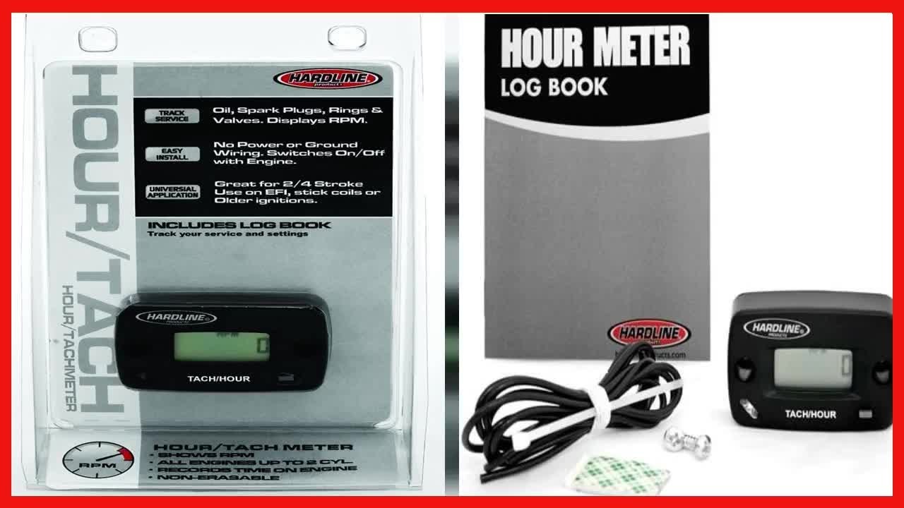 Hardline Products HR-8061-2 Hour Meter/Tachometer for up to 2-Cylinder Engines,Black