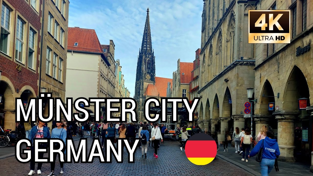 Münster City, Germany/ Tour durch die Ludgeristraße in Münster NRW in Deutschland 4k