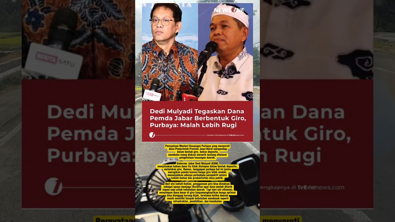 Menkeu Purbaya Sentil KDM Soal Dana Jabar di Giro: Aman Tapi Rugi?