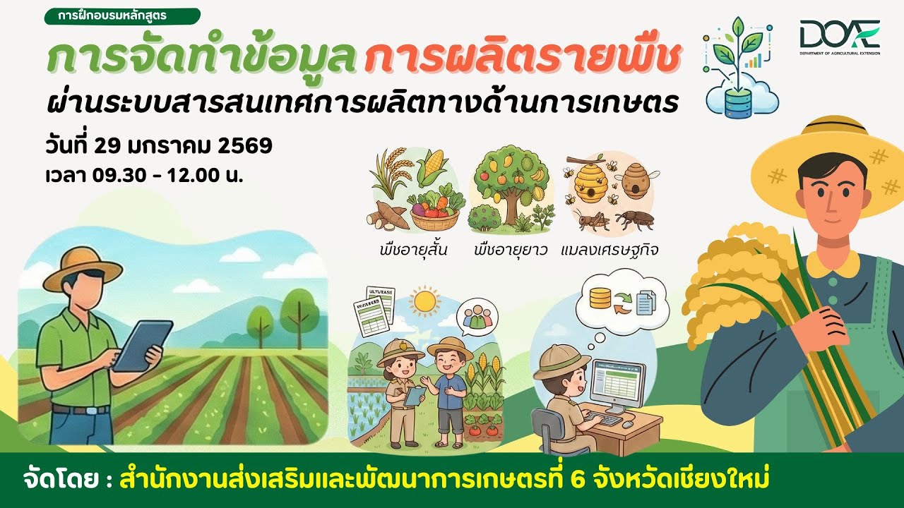 อบรม การจัดทำข้อมูลการผลิตรายพืช ผ่านระบบสารสนเทศการผลิตทางด้านการเกษตร