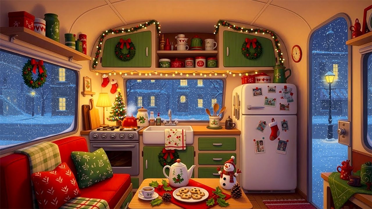 It's A Cozy Cabin 🔥 with 1930s Soft Oldies Playing in Another Room | Holiday Christmas Ambience