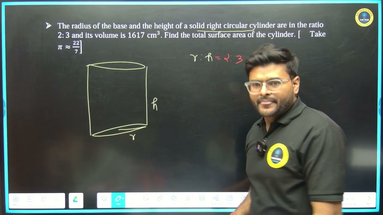 34.  The radius of the base and the height of a solid right circular cylinder are in the ratio 2:3 a