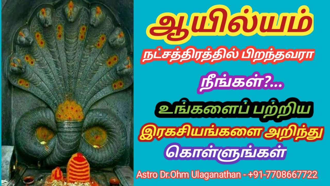 ஆயில்யம் நட்சத்திரத்தில் பிறந்தவர்களா?..  நீங்கள் அறிய வேண்டிய இரகசியங்கள் இதோ... +91-7708667722