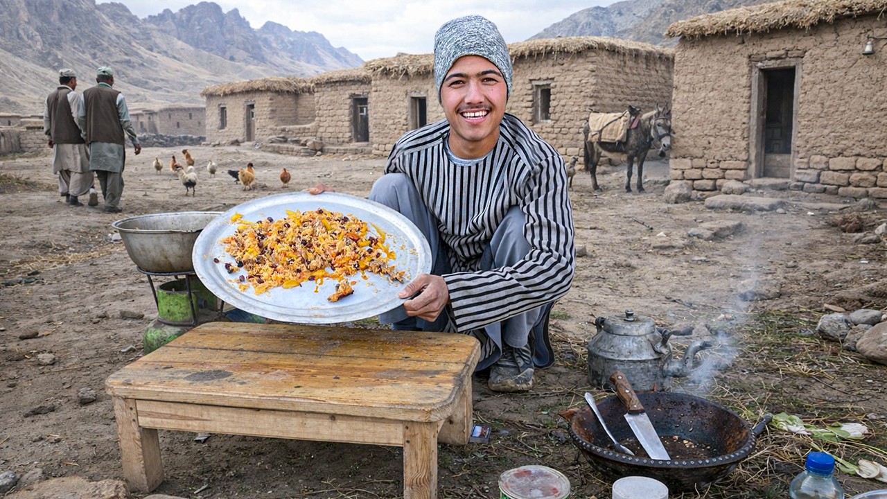 Firewood Cooked Afghan Pilaf (Qabili Palaw) | Traditional Food Experience