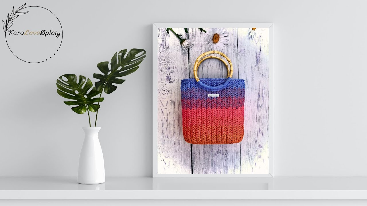 Torebka koszyk, ścieg kłoskowy. Crochet Basket Bag, cloche stitch.