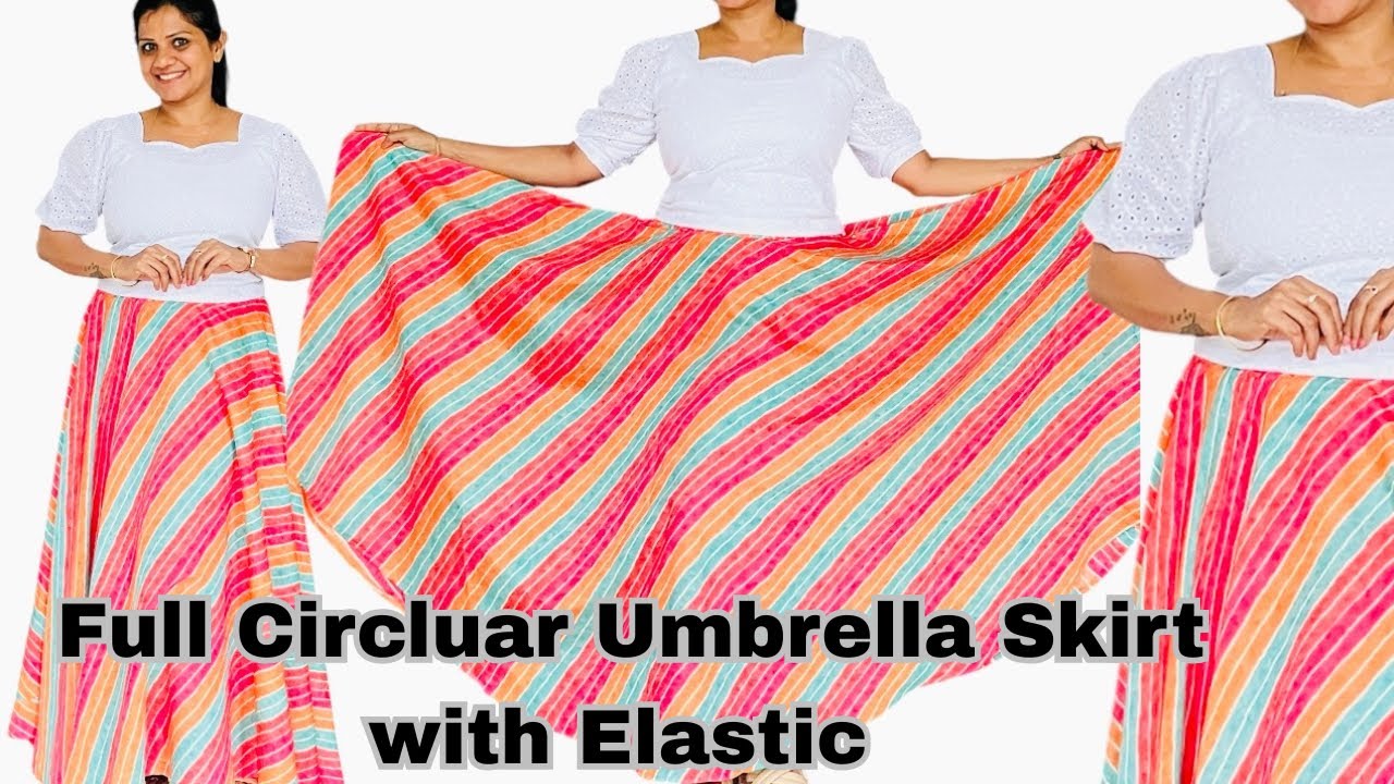 Umbrella Skirt Cutting and Stitching |Full Circular Umbrella Skirt with Elastic |crop top with skirt