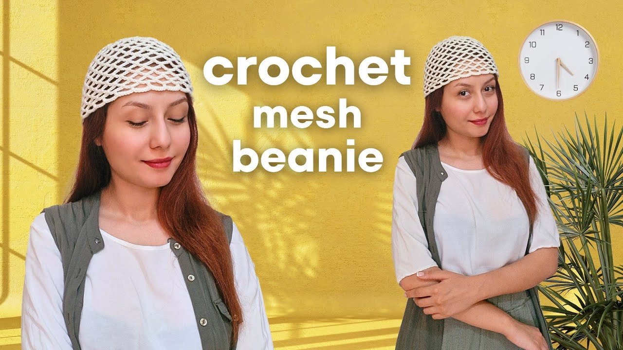 15-Minute Mesh Beanie Crochet Tutorial – Quick & Stylish Hat 💛