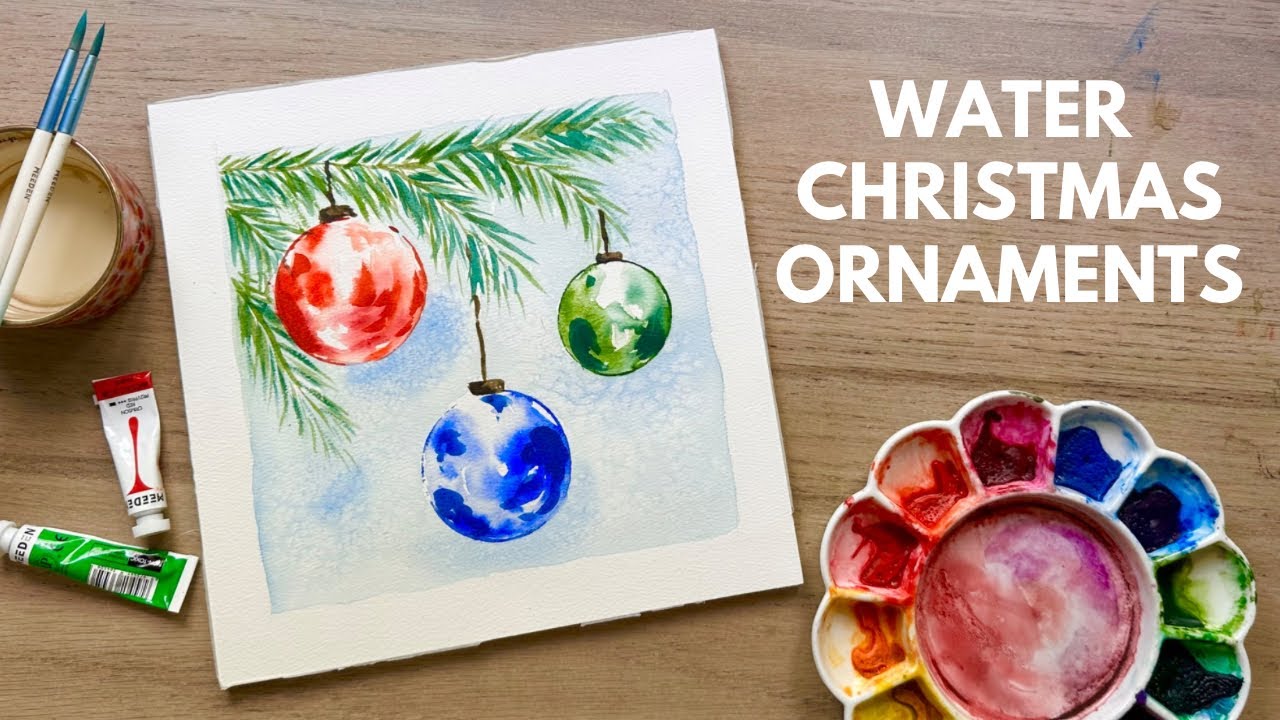 Trending: Painting watercolor Christmas ornaments and bulbs the easy way!