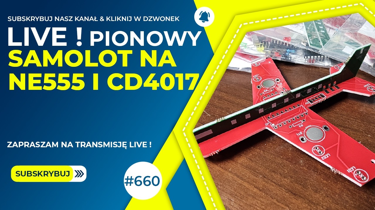🔴✈️ Tytuł: Budujemy świecący SAMOLOT z PCB! | LIVE: Lutowanie NE555 + CD4017 [L/661] #shorts #short