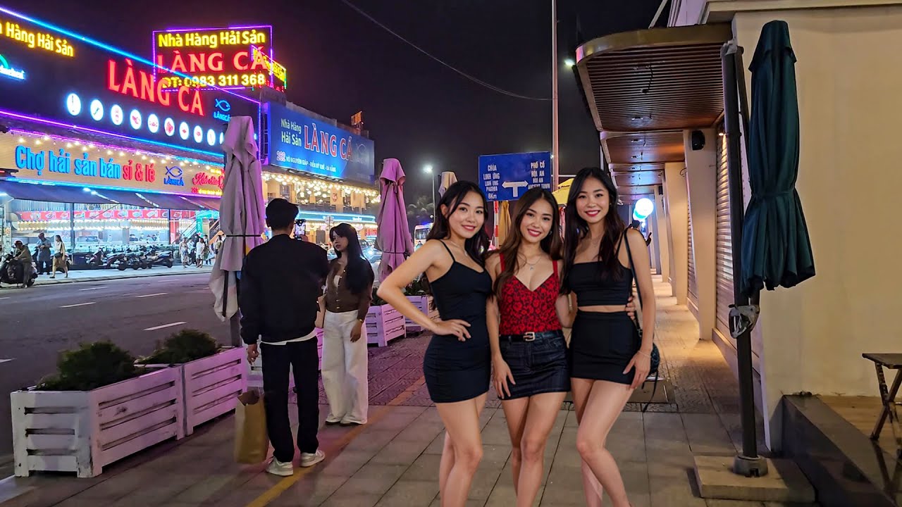 Da Nang VIETNAM Nightlife at An Thuong Tourist Street - Discover Real Life Nguyen Van Thoai Street