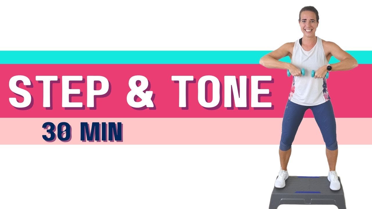30 Minute Aerobic Steps and Tone Workout - At Home with Weights