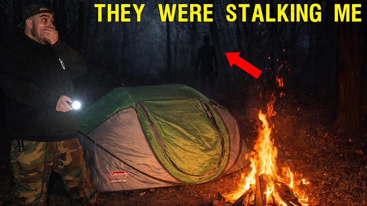 CAMPING in the SHADOW FIGURE forest - TERRIFYING night!