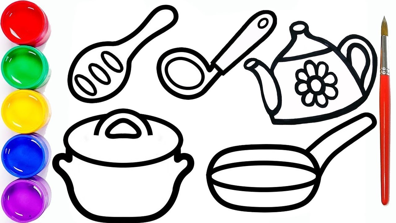 [collection] How to draw dinnerware | Bolalar uchun Idish idishlari rasm chizish|Сурет салу Ыдыс аяқ