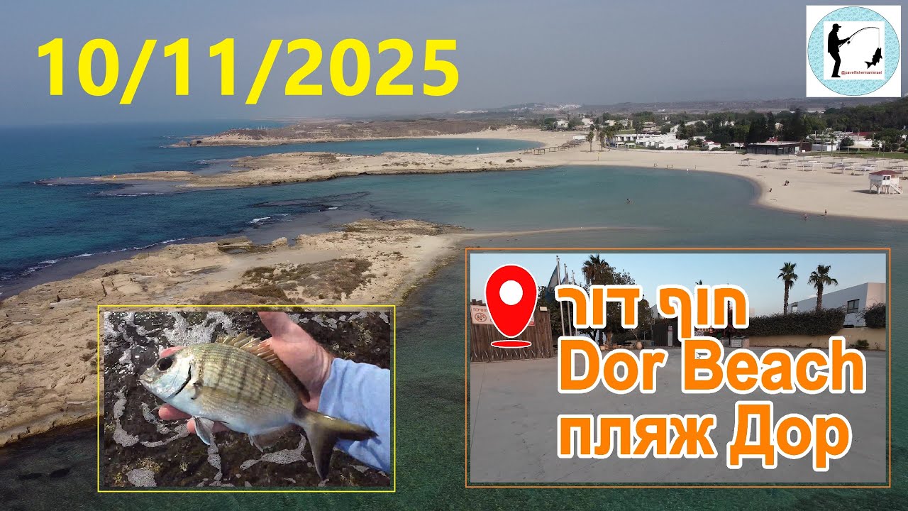 4K 10/11/2025  חוף דור דיג Dor Beach fishing рыбалка пляж Дор Pesca en la playa Dor