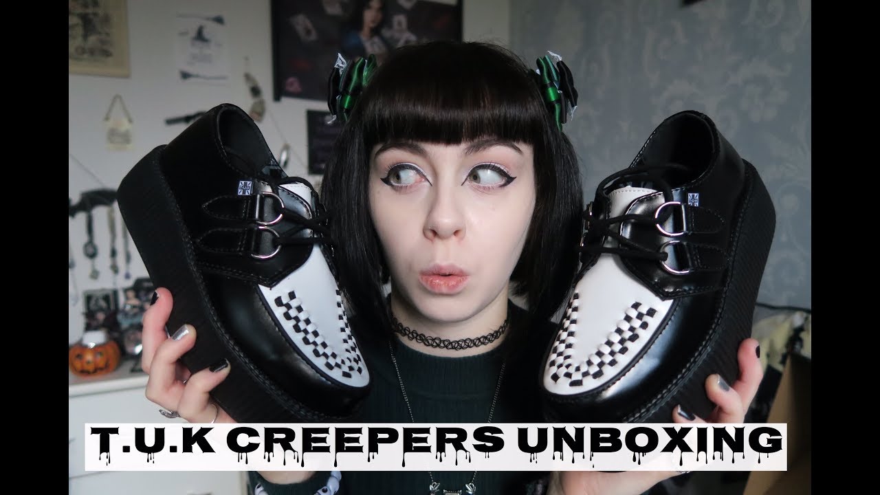 TUK CREEPERS UNBOXING - Black White Leather High Sole Viva Creepers
