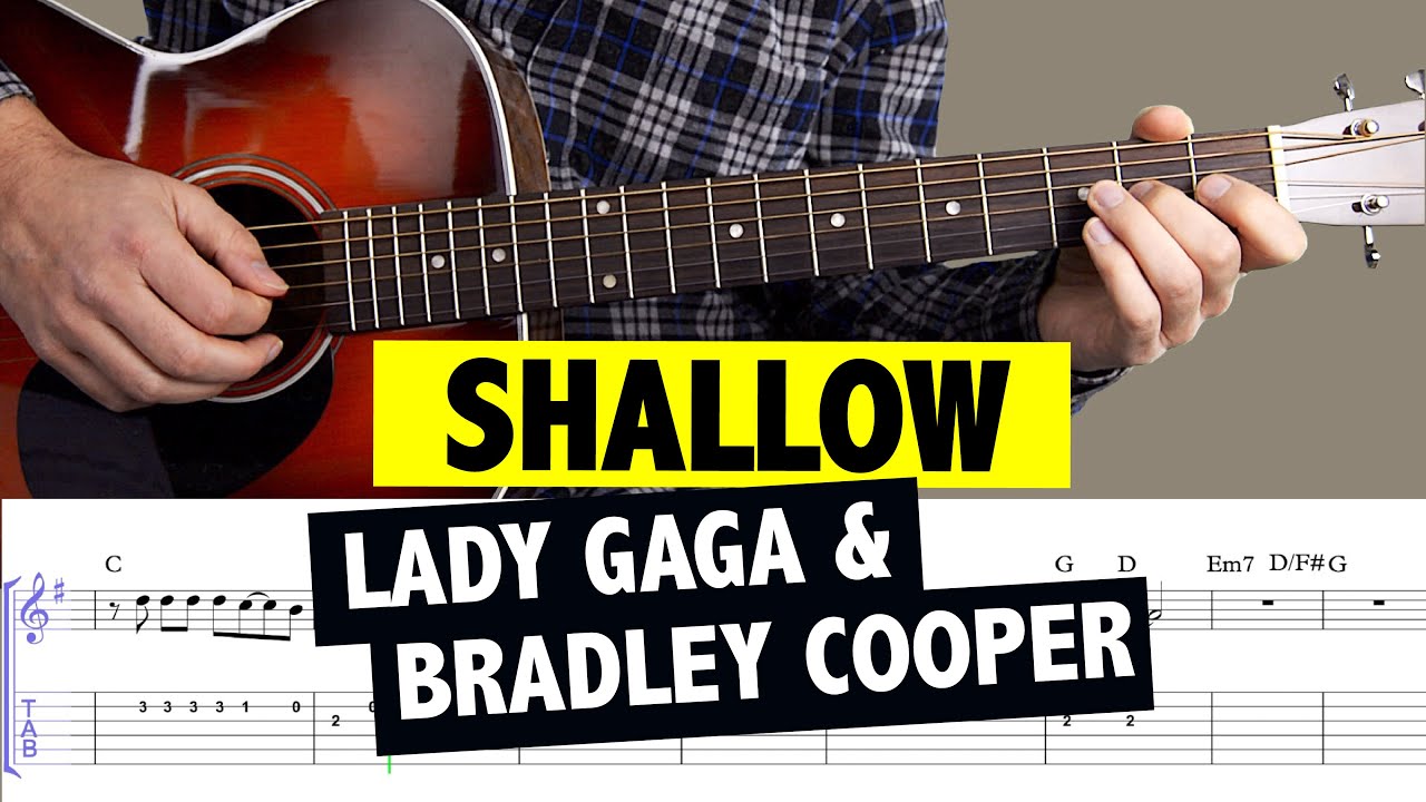 Shallow - Lady Gaga & Bradley Cooper // Easy Guitar Tutorial (MELODY) + TABS + Backing Track